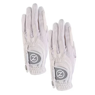 ZERO FRICTION GL10010 Ladies Synthetic Performance Golf Glove, White & White,PK2