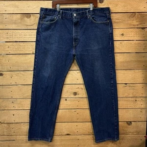 VTG Levi's 505 Jeans Mens 42X32 Dark Wash Blue Denim Regular Fit Straight Leg - Picture 1 of 12