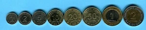 TURKMENISTAN: Set 8 regular coins 1 tenge - 2 manat 2009 KM# 95-100 bi-metallic - Picture 1 of 2