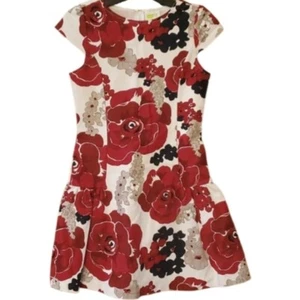 Crazy 8 Girls Size 10 Red Blue Tan Floral Short Sleeve Dress - Picture 1 of 9