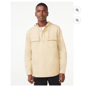 NWT- Free Assembly- Men’s Popover Khaki Tan Hooded Heavy Weight Shirt, Size XXL - Picture 1 of 6