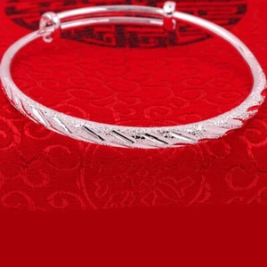 Stamped Bangle 925 Sterling Silver Adjustable Bracelet Women Jewelery Meteor - Picture 1 of 9