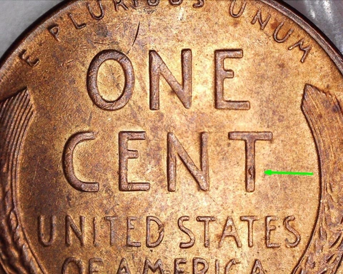 1952 S  LINCOLN WHEAT CENT - DIE CHIP ON "T" IN CENT Cover