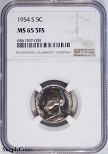 1954-S Jefferson Nickel ~ NGC MS65 5FS ~ FULL STEPS FS LOW POP! #397-003 - Picture 1 of 7