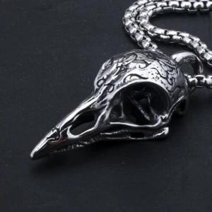 Collar Vikingo Acero Inoxidable Calavera de Cuervo De Colección Amuleto Nórdico Para Hombre - Imagen 1 de 6