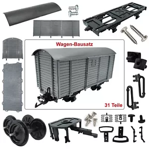 Gedeckter Güterwagen grau Selbstbauwagen/Bausatzwagen Spur-G Gartenbahn - Bild 1 von 6