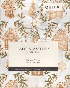 Juego de sábanas Laura Ashley Queen pan de jengibre beige verde 4 piezas - Imagen 1 de 3