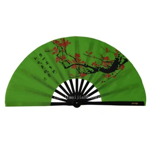 Ventaglio danza Kung Fu Wushu arte marziale Wing Chun Tai Chi bambù fiore di prugna verde - Foto 1 di 4