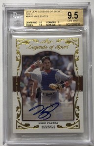 2011 LEAF LEGENDS OF SPORT GOLD MIKE PIAZZA AUTO 3/5 BGS 9.5