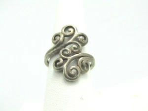 Vintage Sterling Silver Scrolled Ring, Sz. 8, Bypass, 7.35 gr.1" - Boho - Bild 1 von 6