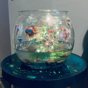 Handmade Large Resin Fishbowl with fish marine life inserts and LED lights - Picture 1 of 8