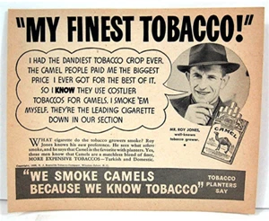 Foglio annuncio vintage 1938 sigarette cammello My Finest Tobacco Sales We Smoke Camels - Foto 1 di 1