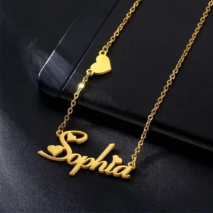 Personalised Name Necklace - Stainless Steel Nameplate Pendant Gift for Women - Picture 1 of 15