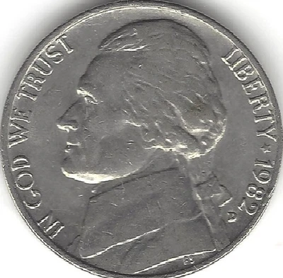 1982-D, 5 cent, Jefferson Nickel, VF++ (US COIN, MONEY, COLLECTIBLE) - Image 1 of 2