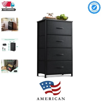 Cómoda pequeña que ahorra espacio con 4 cajones y fácil montaje - Acabado negro Foto 1 de 4