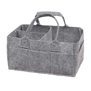 Collapsible Light Gray Felt Storage Caddy, Divided Design To Keep Diapers, Wi... - Picture 1 of 9