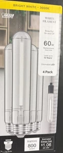 Feit Electric 60W T10L Vintage Edison Bulb, Dimmable, 3000K Bright White(4-Pack) - Picture 1 of 1