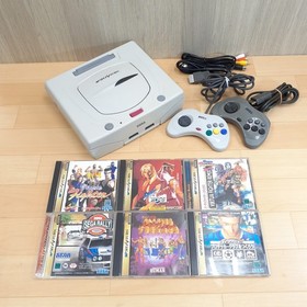 Japanes Sega Saturn Console Bundle with 2 Controllers & 6 Games HST-3220 White