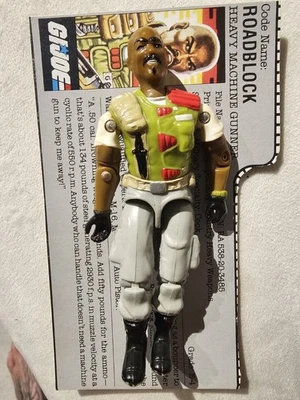 G.I. Figura de acción Joe 1984 Heavy Machine Gunner Roadblock con tarjeta de archivo Foto 1 de 4