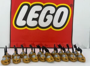 Lego Castle Light Bluish Gray Helmet with gold Silver Pointed Visor black 60pcs - Picture 1 of 3