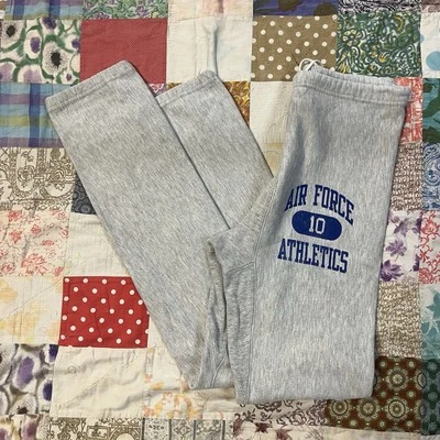 Pantalones deportivos de calentamiento tejido inverso campeón de la Fuerza Aérea de la década de 1980 para hombre pequeños hechos en EE. UU. Foto 1 de 4