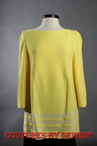 Túnica tejida con textura St John Knits 3 amarillo limón y crema talla grande nueva con etiquetas precio de venta sugerido por el fabricante $695 - Imagen 1 de 2