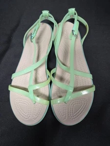 Crocs Isaballa Gladiator Sandals Women's Size 7 Green Jelly Strappy Buckle Shoes - Picture 1 of 4