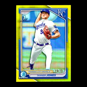 2024 Bowman Chrome Draft Tanner Jones 1st Yellow Refractor #BDC-195 Royals /75 - Picture 1 of 1