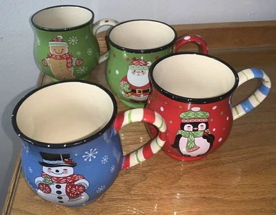 Temptations By Tara Winter Whimsy Set Of 4 Christmas Cocoa Coffee Mugs 14 Oz - Image 1 of 4
