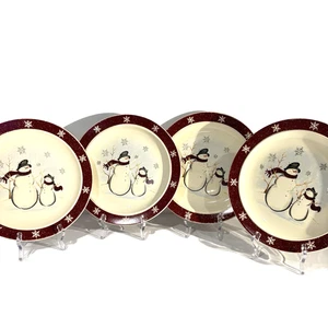 Royal Seasons Stoneware Snowmen Set of 4 Dinner Plates 10" No Chips or Cracks - Picture 1 of 10