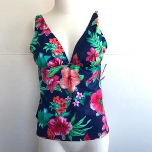 Swimwear Top Bathing Suit Floral American Beach Swimwear Size 12 NWT - Picture 1 of 5