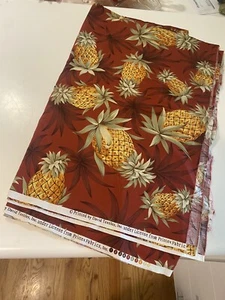 David Textiles Red Gold Pineapple 3 Yards Fabric - Picture 1 of 4