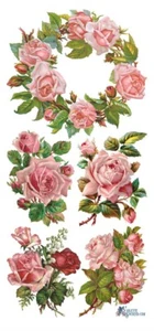 VIOLETTE STICKER - PINK ROSE WREATH - 8" x 3 3/4" (20cm x 9cm) - Picture 1 of 1
