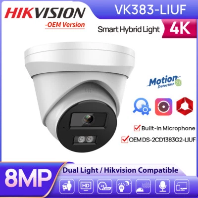 Hikvision OEM 8MP Smart Hybrid Light IR+ColorVu 4K POE Security CCTV Camera MIC - Image 1 of 4