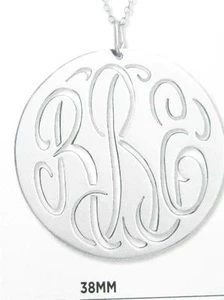 Special Order .925 Silver 3 Initial Monogram Hand Cut Necklace 38mm Diameter New - Picture 1 of 1