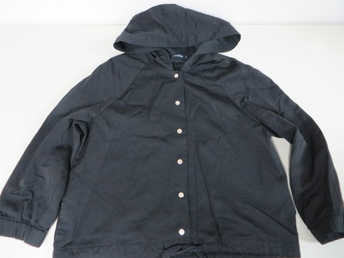 Giacca nera KATE SPADE sabato misto cotone cappuccio a scatto coulisse manica L S