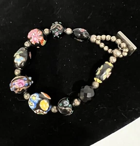 D P Ltd Hand Painted Glass Beaded 8” Bracelet  - Picture 1 of 5