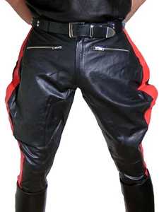 Pantalones de cuero a rayas rojas pantalones de botas nuevos Breeches pantalones de moto cuero pantalones new - Imagen 1 de 4