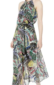 London Times Women's Sleeveless Halter Chiffon Maxi Dress, Size 14, Lime - Picture 1 of 11