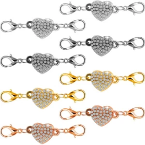 2 Set Rhinestone Heart Jewelry Making Magnetic Clasp Connectors DIY End Clip - Picture 1 of 13