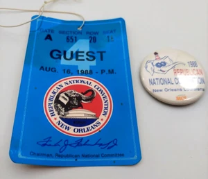 1988 Republican National Convention Guest Pass & Pin New Orleans LA Superdome - Picture 1 of 4