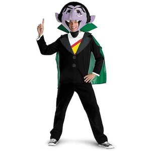 The Count Sesame Street Cartoon Vampire Fancy Dress Halloween Adult Costume - Picture 1 of 2