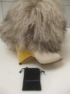 NICHOLAS KIRKWOOD MONGOLIAN sheepskin BOOTS 3 36 fur bootie leather wood wedge - Picture 1 of 22