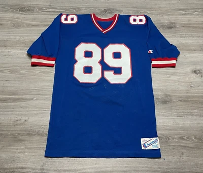 Camiseta deportiva vintage de los 80 New York Giants NFL #89 azul en blanco campeón para hombre talla grande Foto 1 de 4