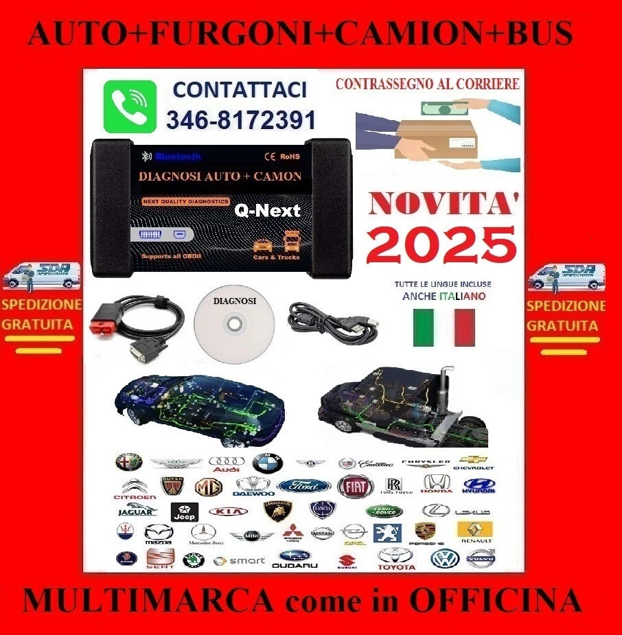 ⭐⭐⭐ DIAGNOSI AUTODIAGNOSI MULTIMARCA UNIVERSALE OBD PROFESSIONALE AUTO CAMION ⭐ - Immagine 1 di 4