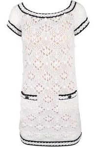 CHANEL WHITE 2022 CASHMERE MINI DRESS FR 34 UK 6 - Picture 1 of 4