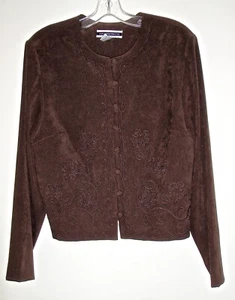 AMANDA SMITH DRESSES WOMEN'S BROWN JACKET & DECORATIVE EMBROIDERED FRONT SIZE 16 - Picture 1 of 7