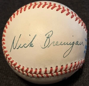 VARY RARE Nick Bremigan (Died 1989 at 43) PSA/DNA Signed Baseball AL Umpire - Picture 1 of 4