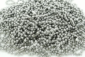 LOTE 10 25 50 100 PIEZAS COLLARES DE CADENA BOLA DE ACERO INOXIDABLE DE ALTA CALIDAD 2,4 mm 24" - Imagen 1 de 4