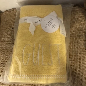 Rae Dunn Yellow GUEST Hand Towels Set of 2 Artisan Coll Brand New Sealed Package - Picture 1 of 8